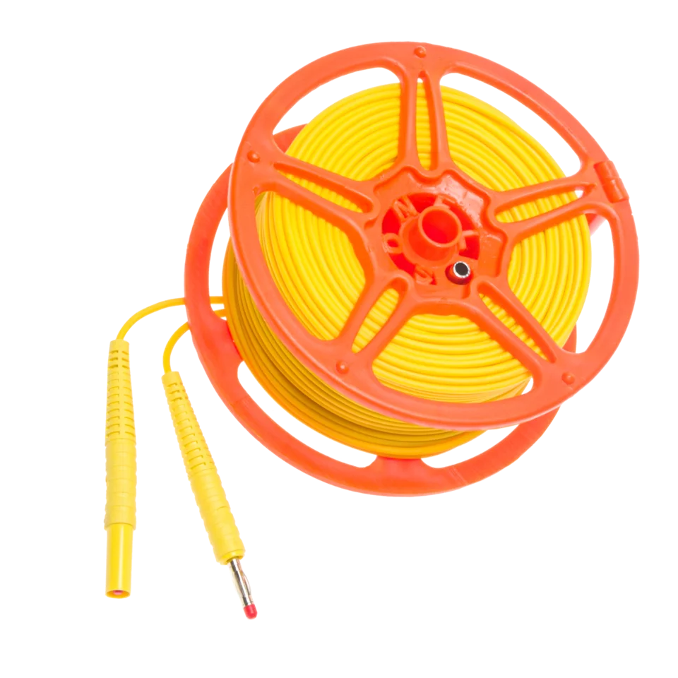 Test lead on a reel with banana plugs; 200 m; red, Test lead, Accessories